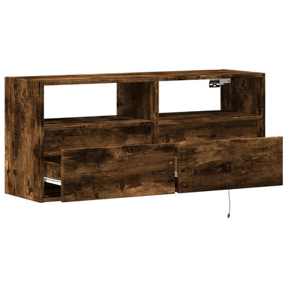 TV-Wandschrank mit LED-Beleuchtung Räuchereiche 100x31x45 cm