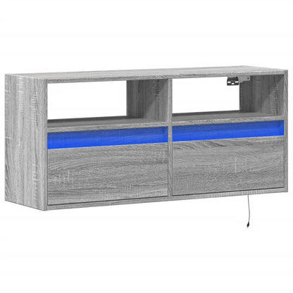 TV-Wandschrank mit LED-Beleuchtung Grau Sonoma 100x31x45 cm