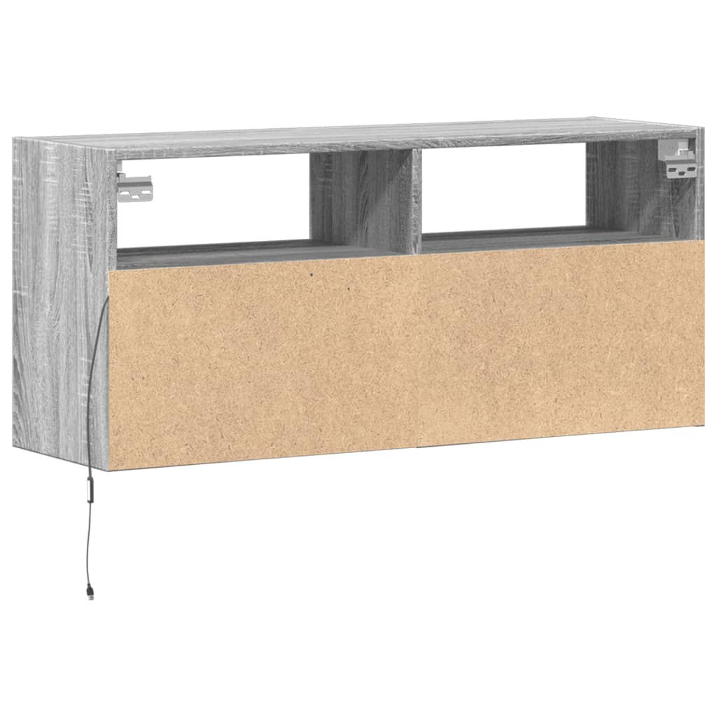 TV-Wandschrank mit LED-Beleuchtung Grau Sonoma 100x31x45 cm