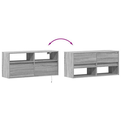 TV-Wandschrank mit LED-Beleuchtung Grau Sonoma 100x31x45 cm