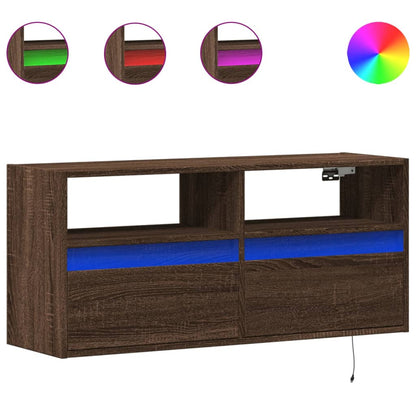 TV-Wandschrank LED-Beleuchtung Braun Eichen-Optik 100x31x45 cm