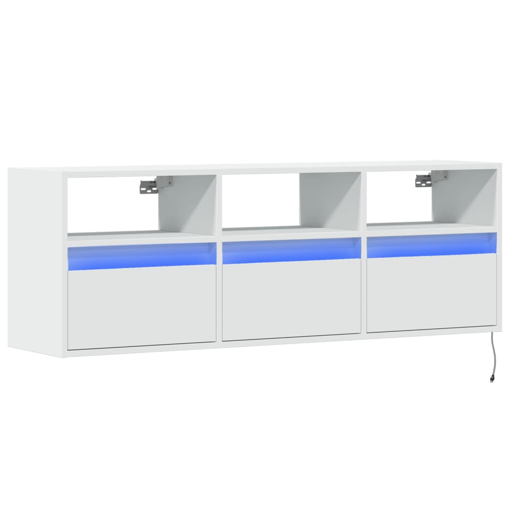 TV-Wandschrank mit LED-Beleuchtung Weiß 130x31x45 cm