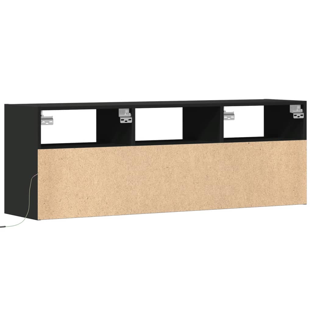 TV-Wandschrank mit LED-Beleuchtung Schwarz 130x31x45 cm