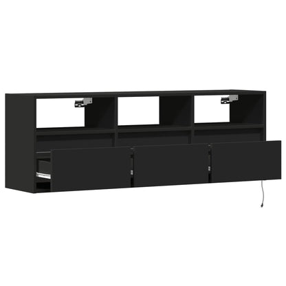 TV-Wandschrank mit LED-Beleuchtung Schwarz 130x31x45 cm