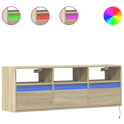 TV-Wandschrank mit LED-Beleuchtung Sonoma-Eiche 130x31x45 cm