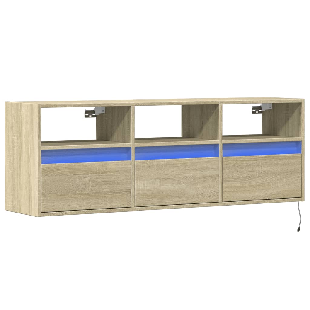 TV-Wandschrank mit LED-Beleuchtung Sonoma-Eiche 130x31x45 cm