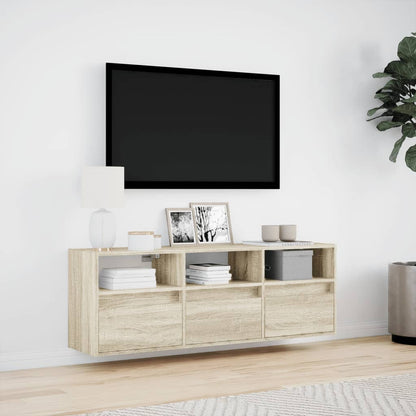 TV-Wandschrank mit LED-Beleuchtung Sonoma-Eiche 130x31x45 cm