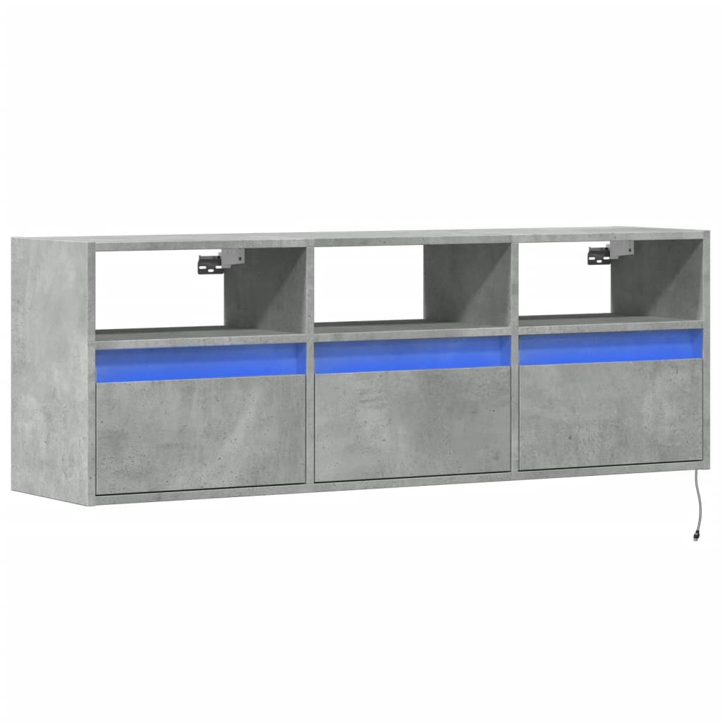 TV-Wandschrank mit LED-Beleuchtung Betongrau 130x31x45 cm