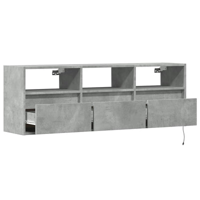 TV-Wandschrank mit LED-Beleuchtung Betongrau 130x31x45 cm