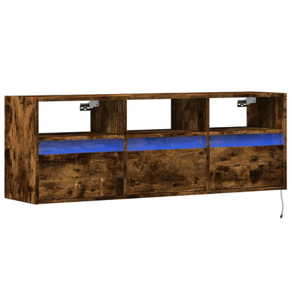 TV-Wandschrank mit LED-Beleuchtung Räuchereiche 130x31x45 cm