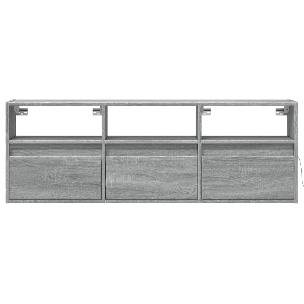 TV-Wandschrank mit LED-Beleuchtung Grau Sonoma 130x31x45 cm