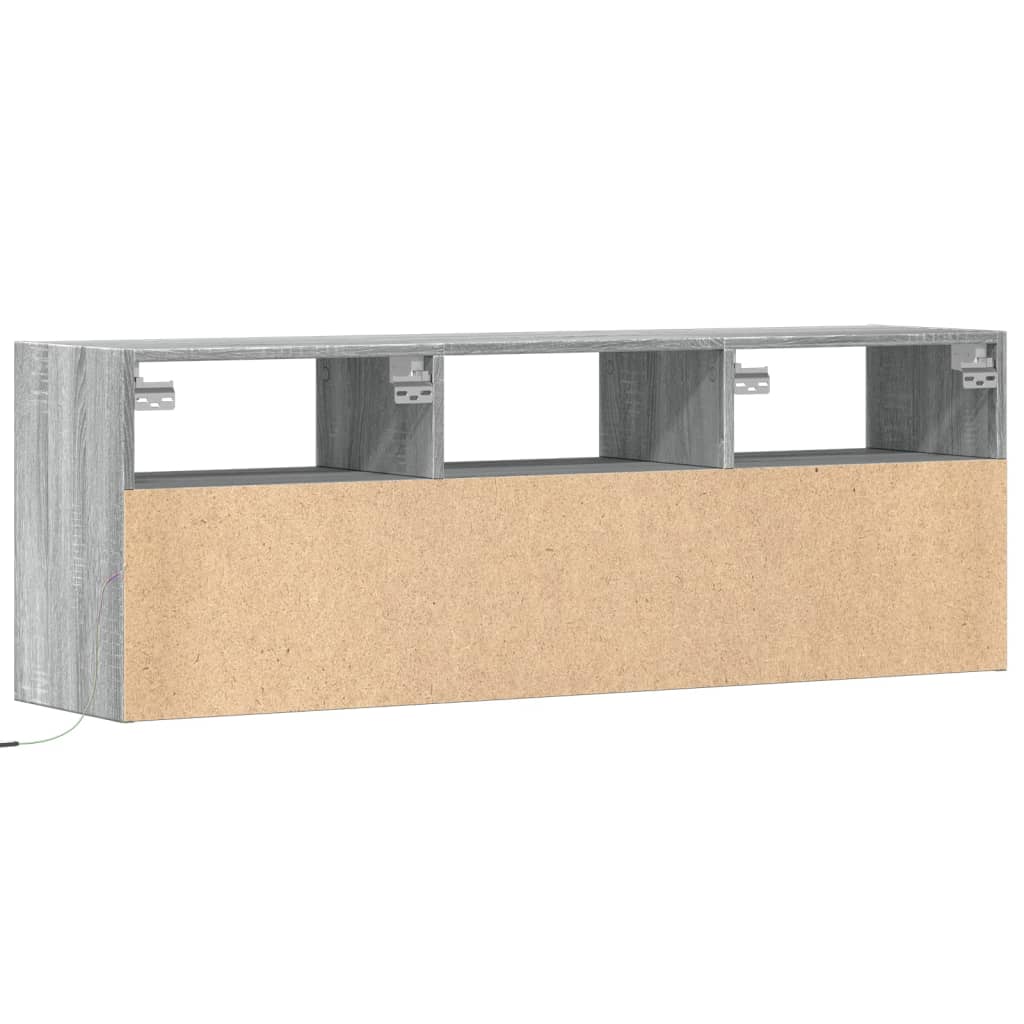 TV-Wandschrank mit LED-Beleuchtung Grau Sonoma 130x31x45 cm