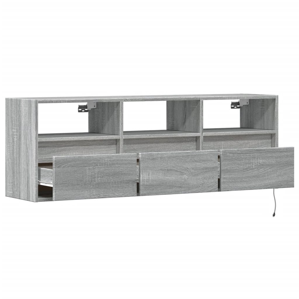 TV-Wandschrank mit LED-Beleuchtung Grau Sonoma 130x31x45 cm