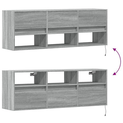 TV-Wandschrank mit LED-Beleuchtung Grau Sonoma 130x31x45 cm