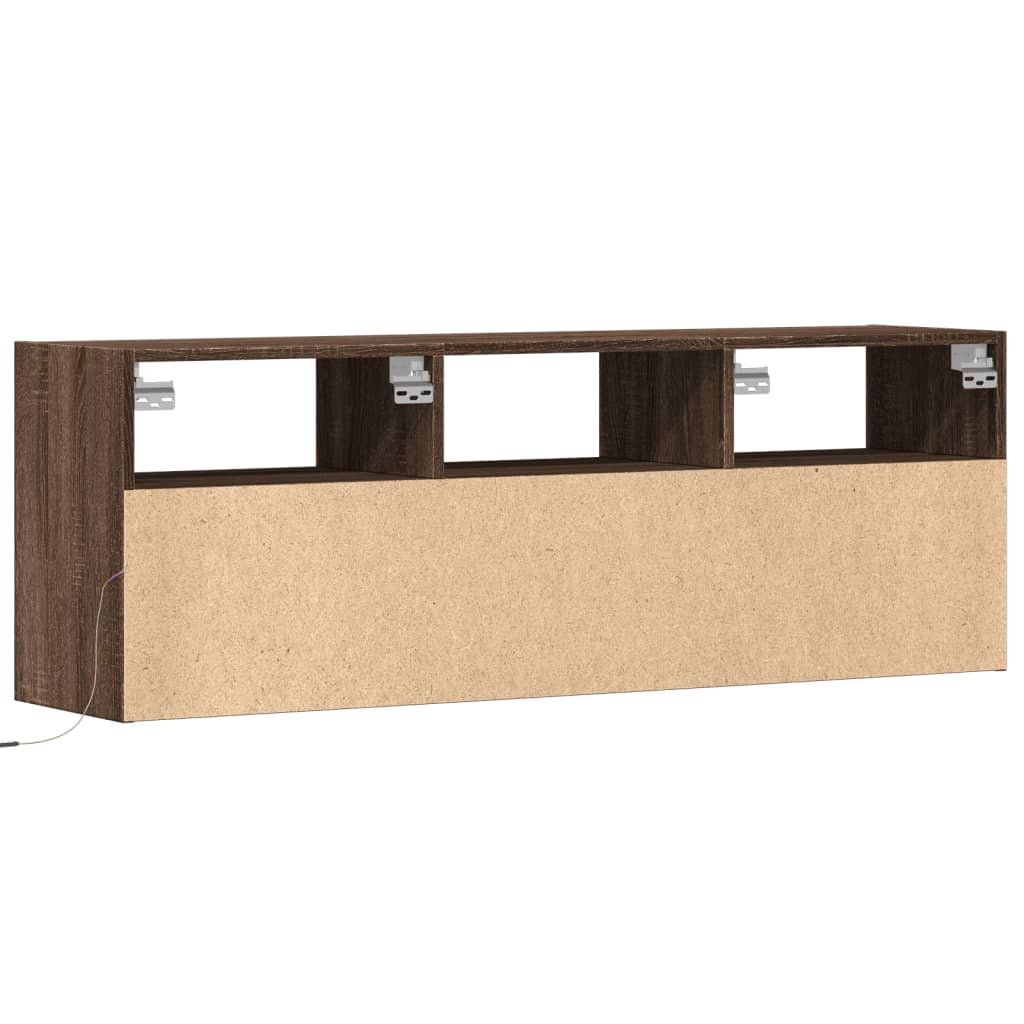 TV-Wandschrank LED-Beleuchtung Braun Eichen-Optik 130x31x45 cm