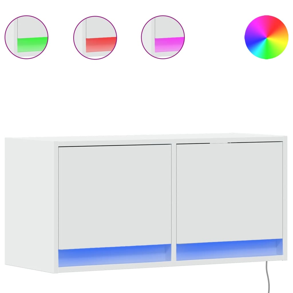 TV-Wandschrank mit LED-Beleuchtung Weiß 80x31x38 cm