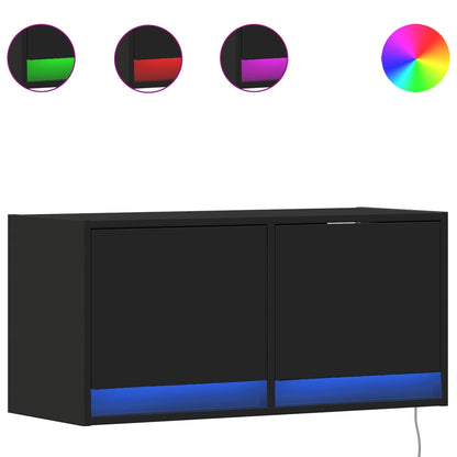 TV-Wandschrank mit LED-Beleuchtung Schwarz 80x31x38 cm