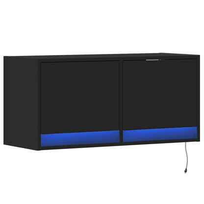 TV-Wandschrank mit LED-Beleuchtung Schwarz 80x31x38 cm