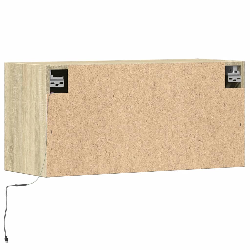 TV-Wandschrank mit LED-Beleuchtung Sonoma-Eiche 80x31x38 cm