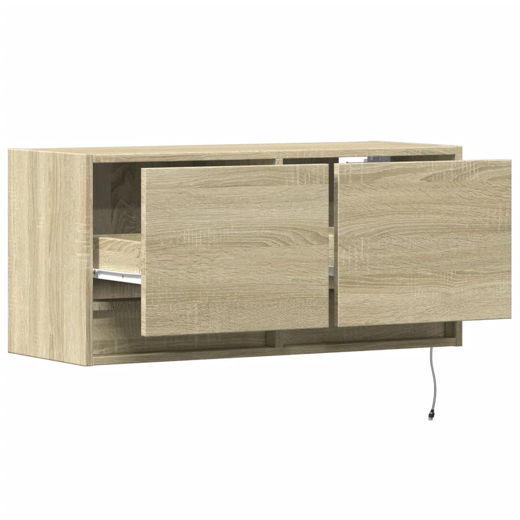 TV-Wandschrank mit LED-Beleuchtung Sonoma-Eiche 80x31x38 cm