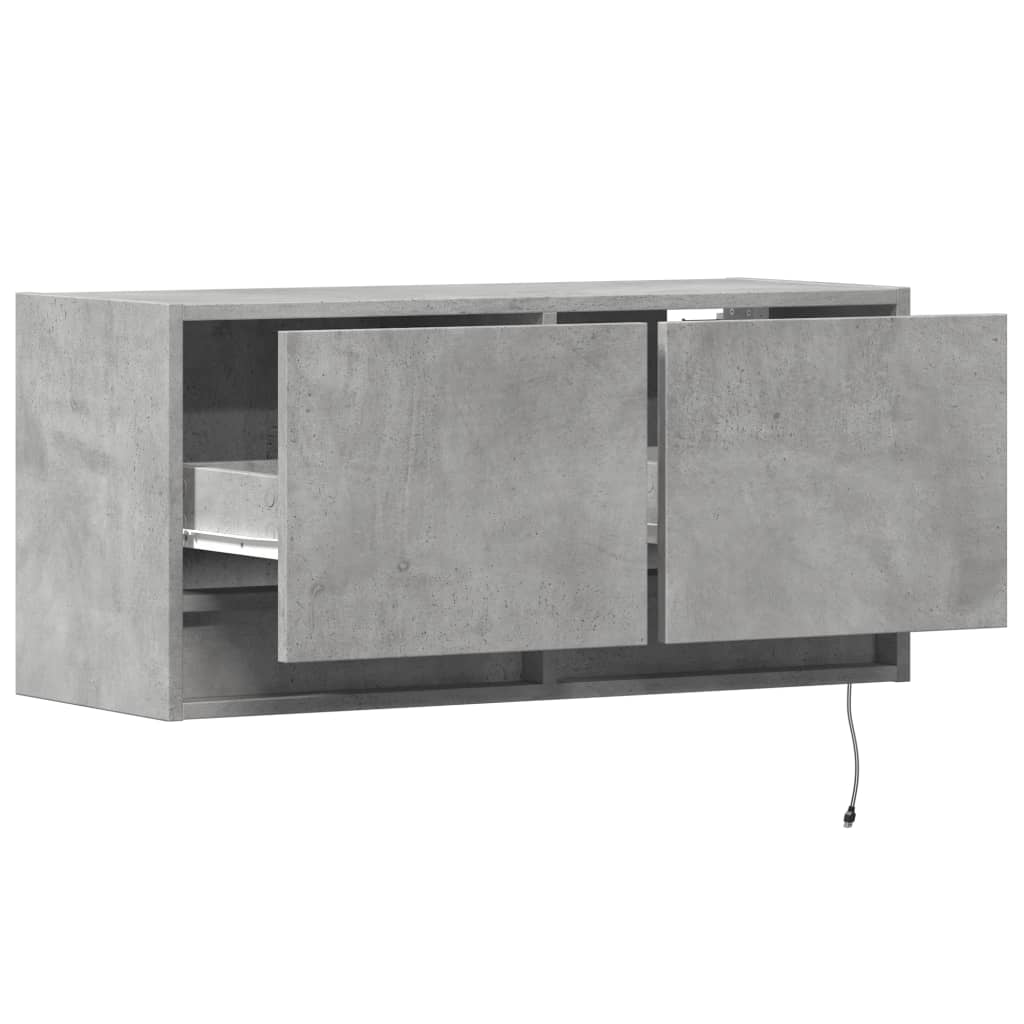 TV-Wandschrank mit LED-Beleuchtung Betongrau 80x31x38 cm