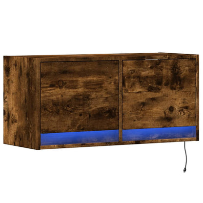 TV-Wandschrank mit LED-Beleuchtung Räuchereiche 80x31x38 cm