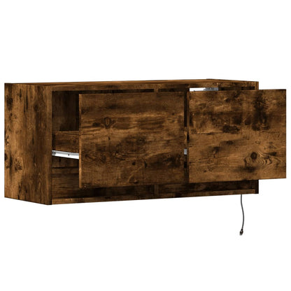 TV-Wandschrank mit LED-Beleuchtung Räuchereiche 80x31x38 cm