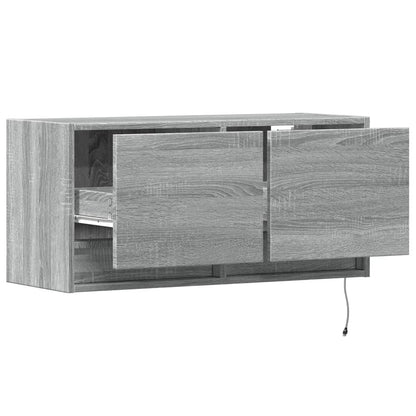 TV-Wandschrank mit LED-Beleuchtung Grau Sonoma 80x31x38 cm