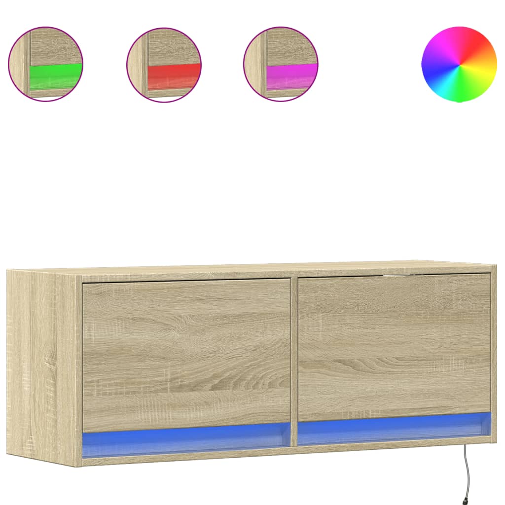 TV-Wandschrank mit LED-Beleuchtung Sonoma-Eiche 100x31x35 cm