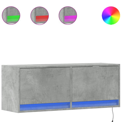 TV-Wandschrank mit LED-Beleuchtung Betongrau 100x31x35 cm