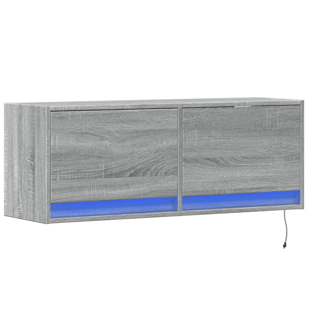 TV-Wandschrank mit LED-Beleuchtung Grau Sonoma 100x31x35 cm