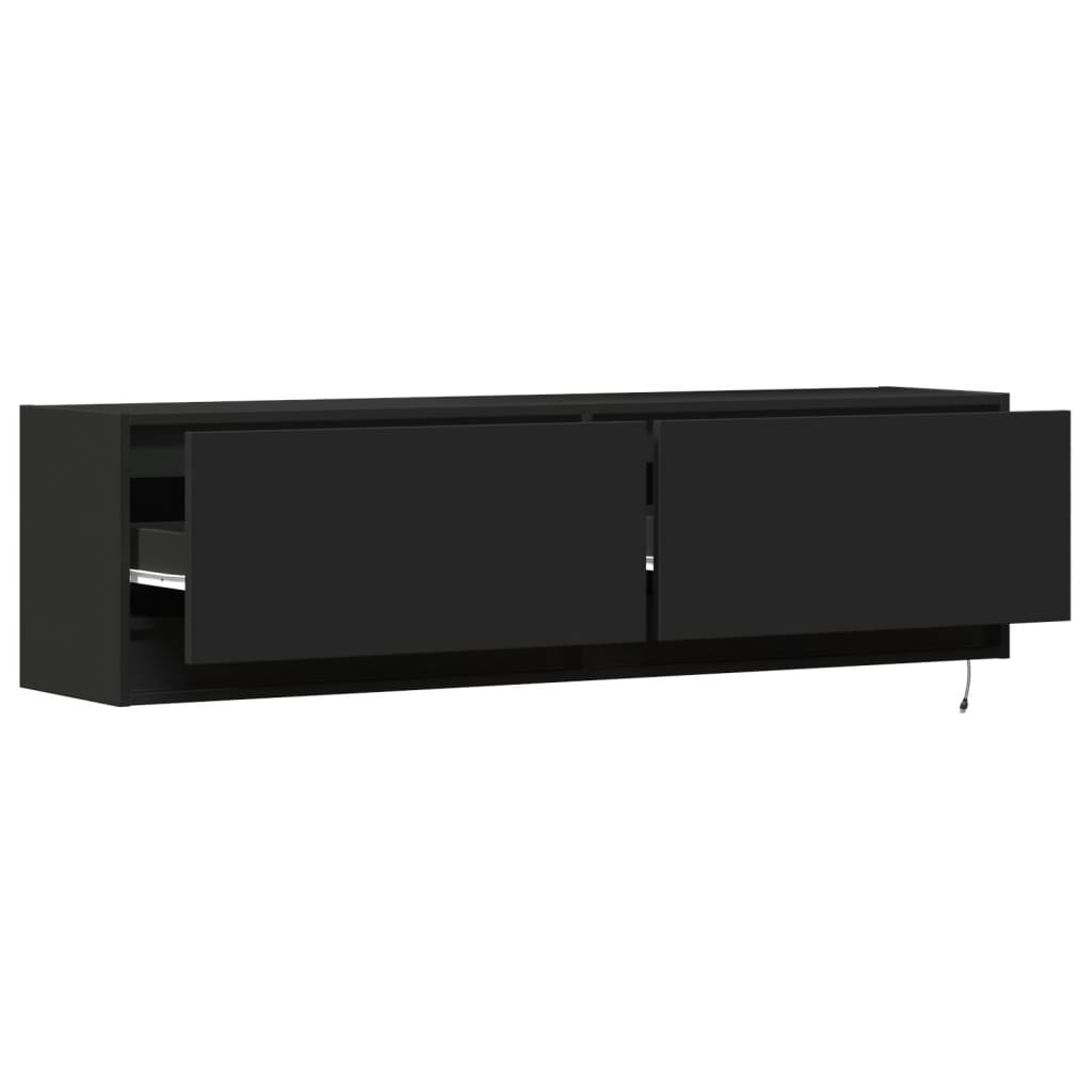 TV-Wandschrank mit LED-Beleuchtung Schwarz 140x31x38 cm