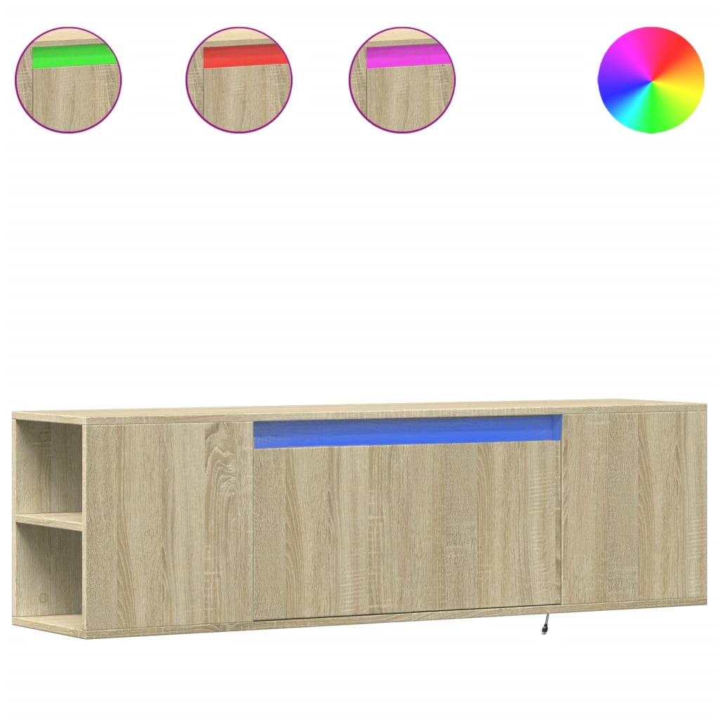 TV-Wandschrank mit LED-Beleuchtung Sonoma-Eiche 135x31x39,5 cm