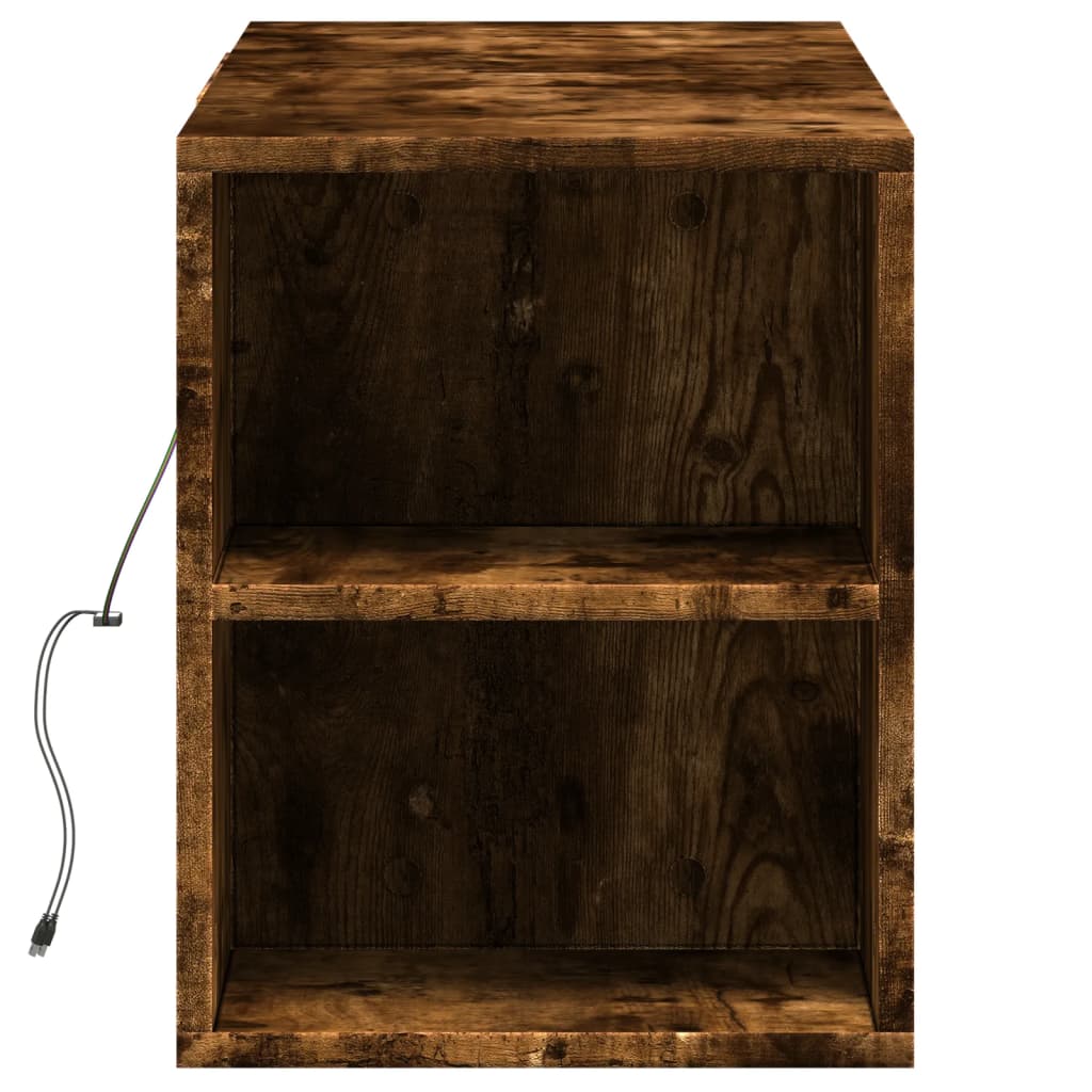 TV-Wandschrank mit LED-Beleuchtung Räuchereiche 135x31x39,5 cm