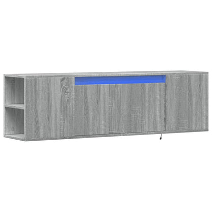 TV-Wandschrank mit LED-Beleuchtung Grau Sonoma 135x31x39,5 cm