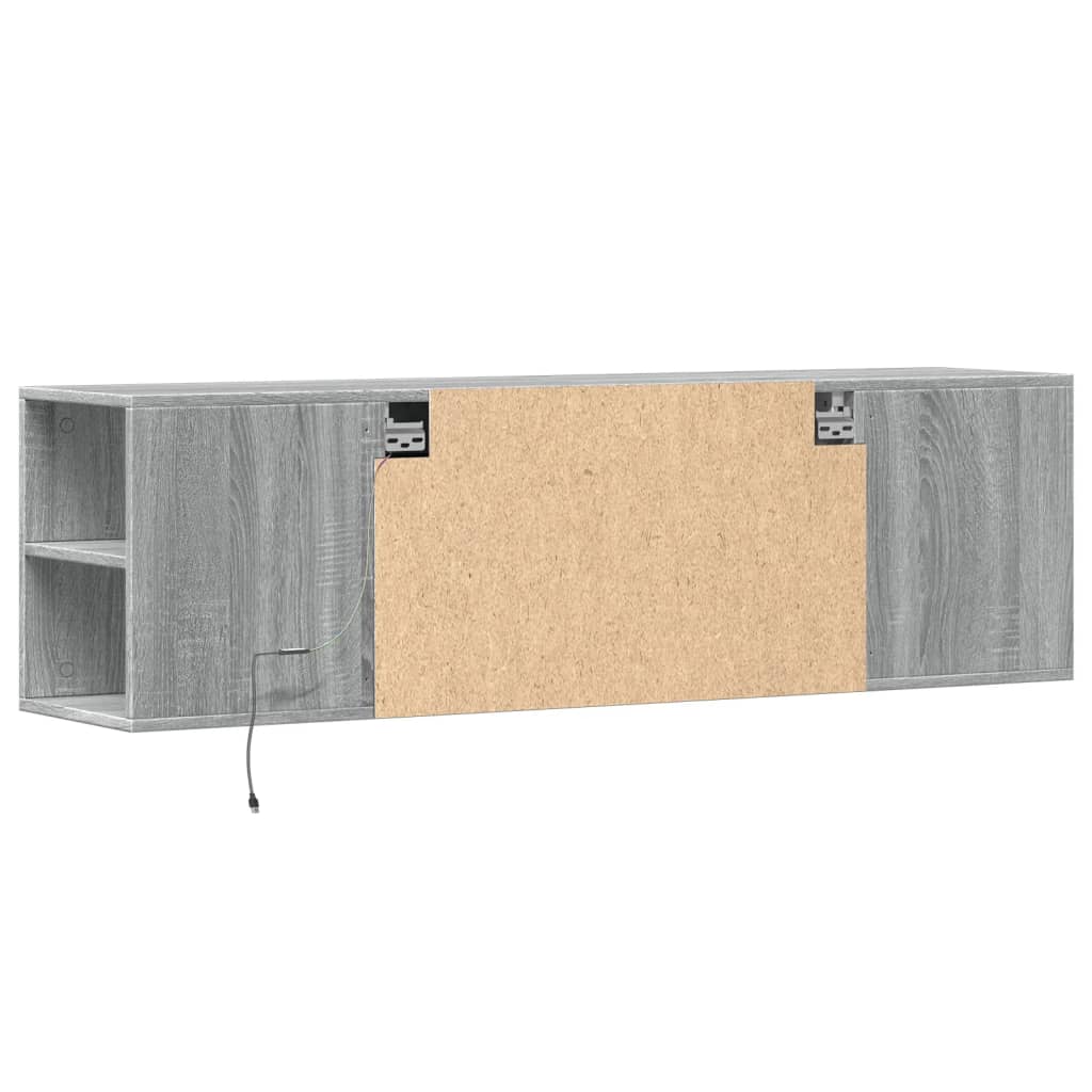 TV-Wandschrank mit LED-Beleuchtung Grau Sonoma 135x31x39,5 cm