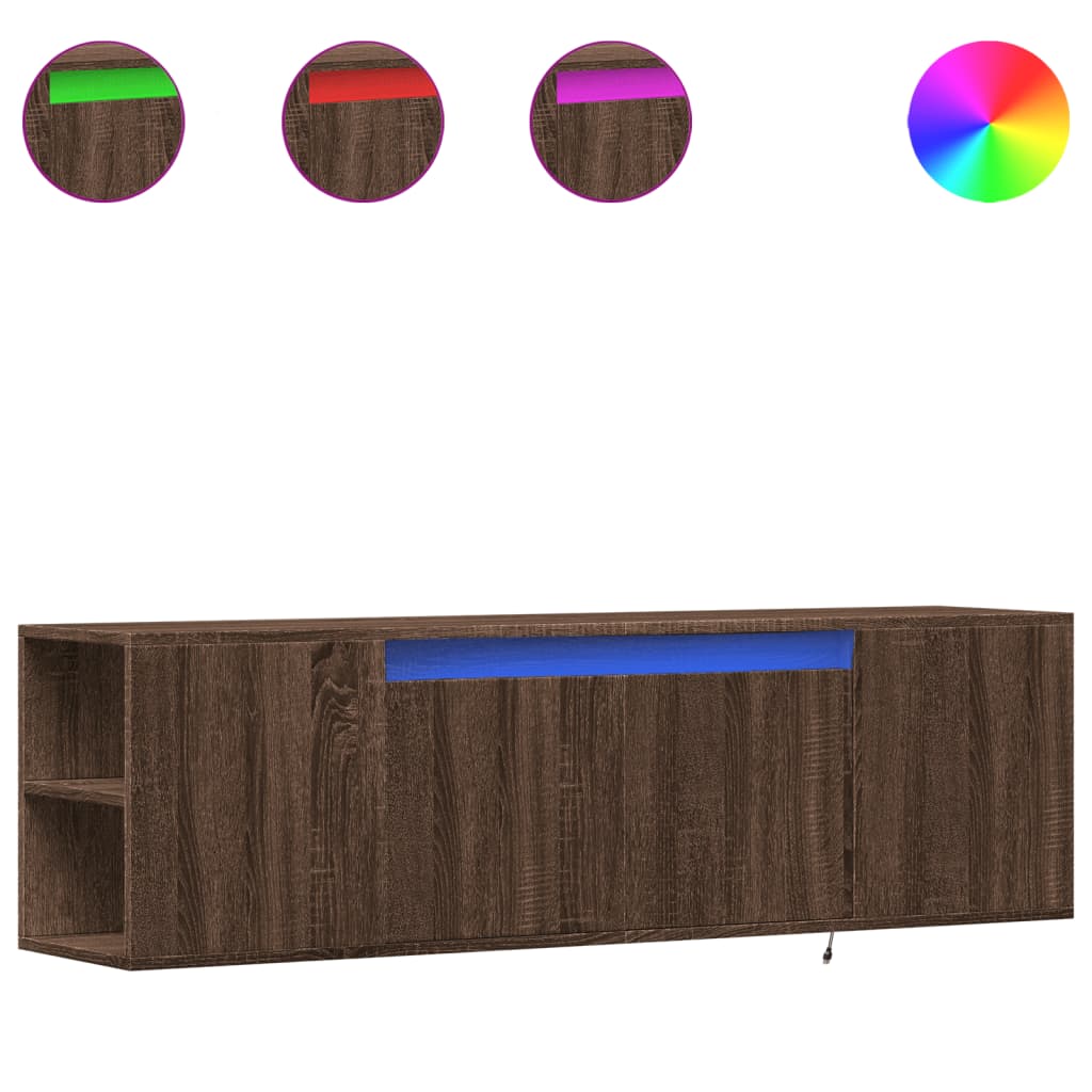 TV-Wandschrank mit LED-Beleuchtung Eichen-Optik 135x31x39,5 cm