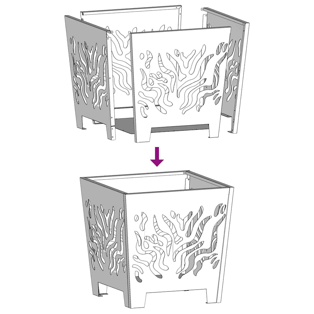 Feuerstelle Schwarz 40 x 40 x 40 cm Stahl