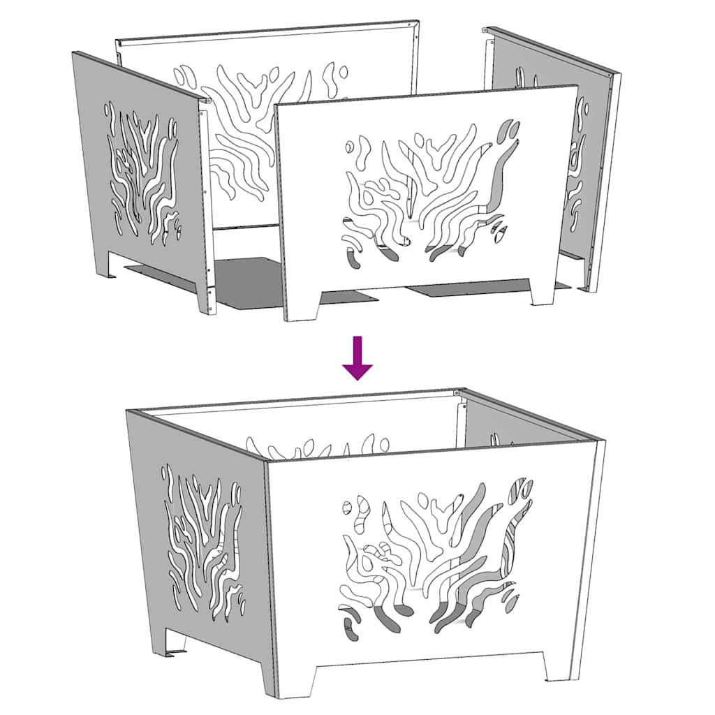 Feuerstelle Schwarz 60 x 60 x 40 cm Stahl