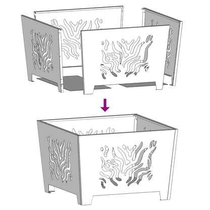 Feuerstelle Schwarz 60 x 60 x 40 cm Stahl