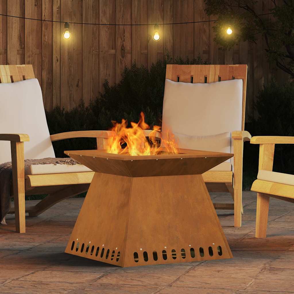 Feuerplatz Braun 60 x 60 x 50 cm Wetterfeststahl