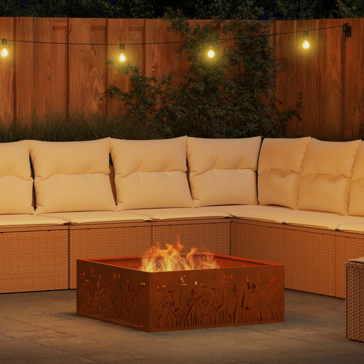 Feuerstelle Braun 80 x 80 x 30 cm Wetterfeststahl