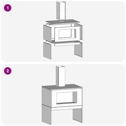 Feuerstelle Schwarz 60 x 40 x 96 cm Stahl