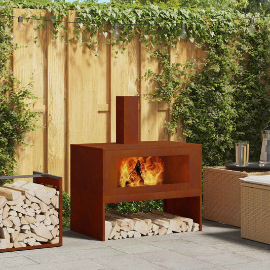 Feuerstelle Braun 80 x 50 x 96 cm Wetterfeststahl