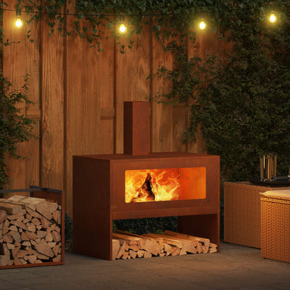 Feuerstelle Braun 80 x 50 x 96 cm Wetterfeststahl