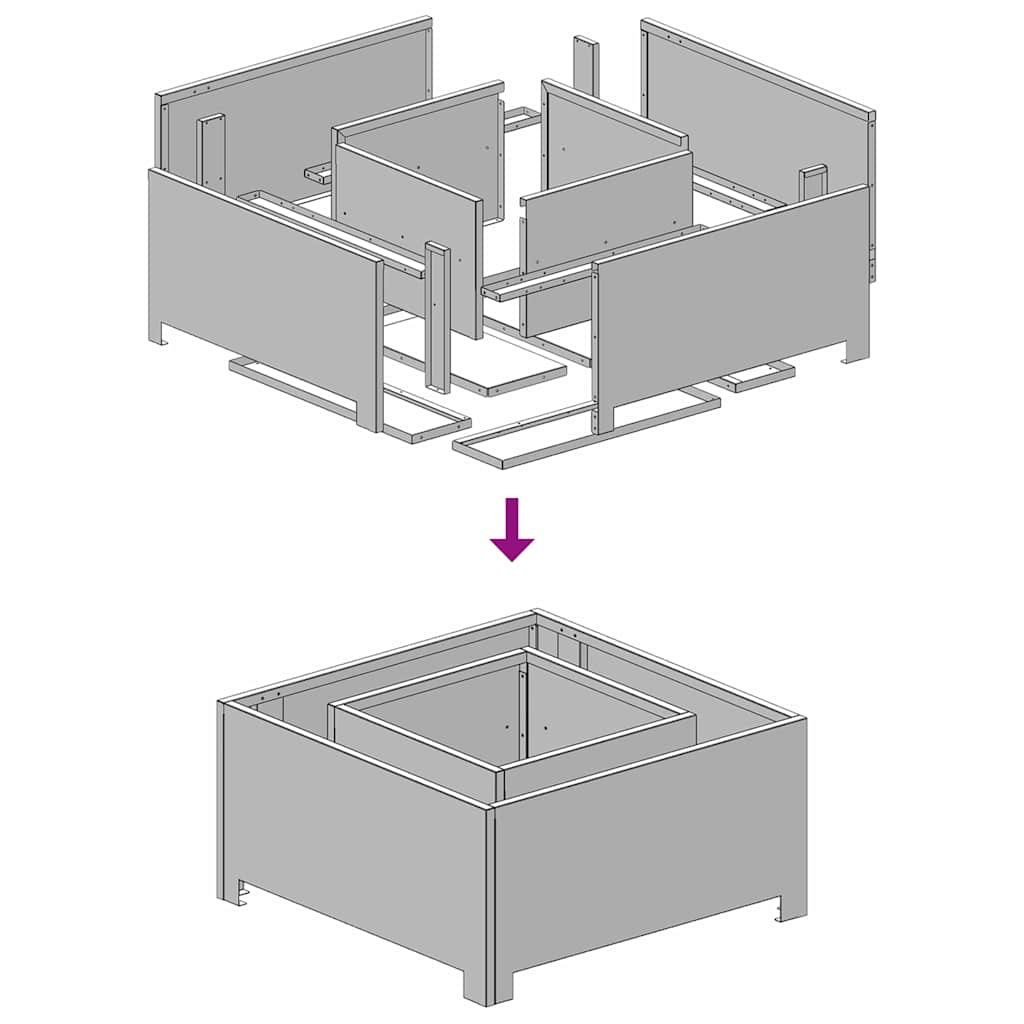 Braciere Braun 60 x 60 x 30 cm in acciaio resistente alle intemperie