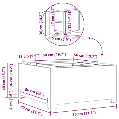Feuerplatz Schwarz 80 x 80 x 40 cm Kaltgewalzter Stahl