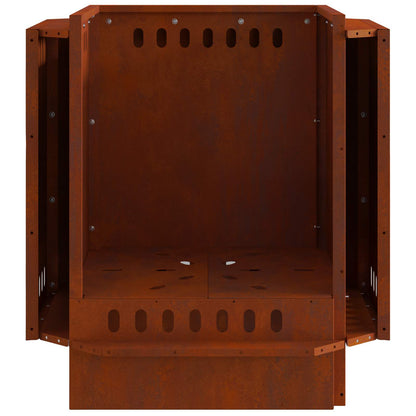 Cestello per il fuoco senza fumo, marrone, 48 x 48 x 51 cm, acciaio resistente alle intemperie