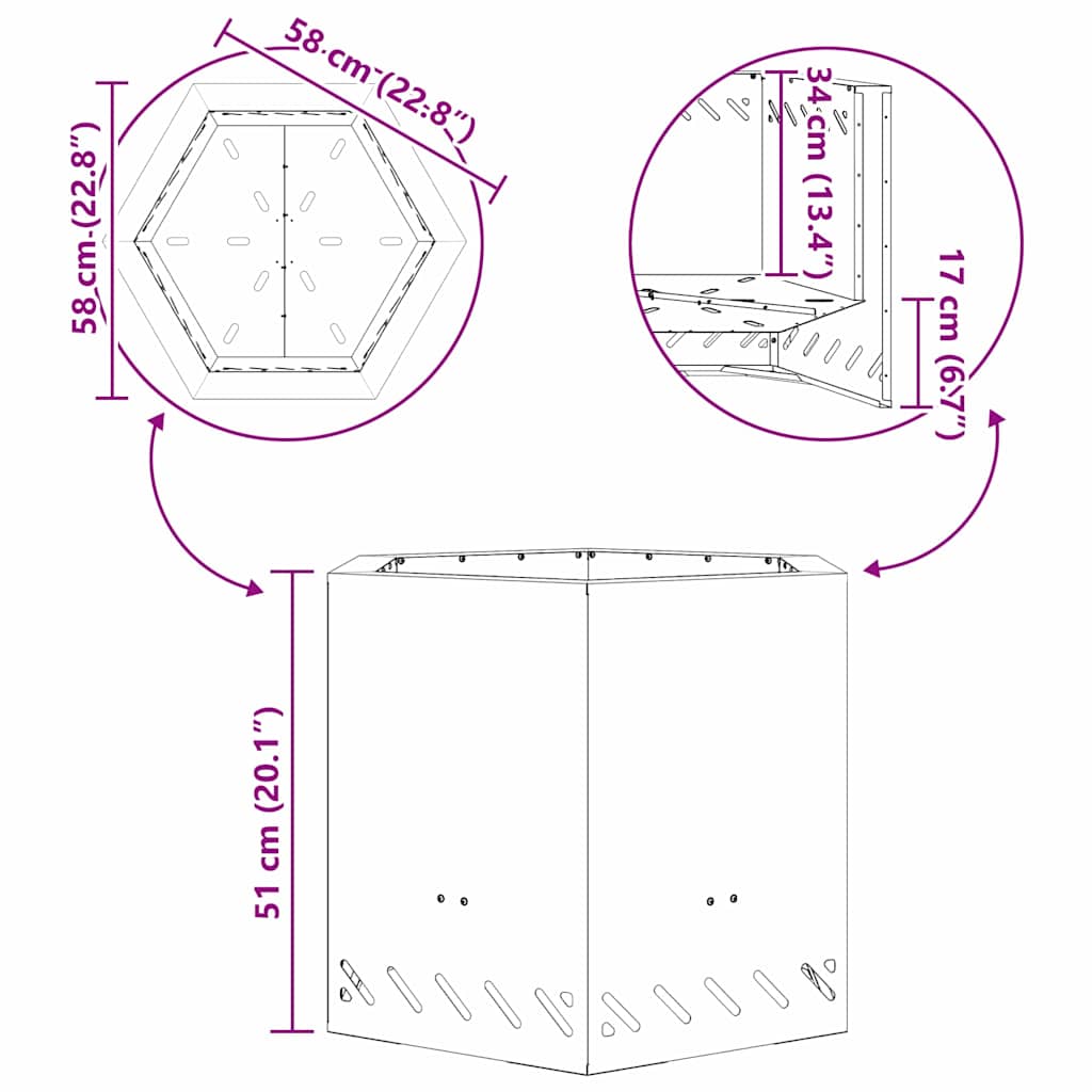 Rauchfreier Feuerkorb Schwarz 58 x 58 x 51 cm Stahl