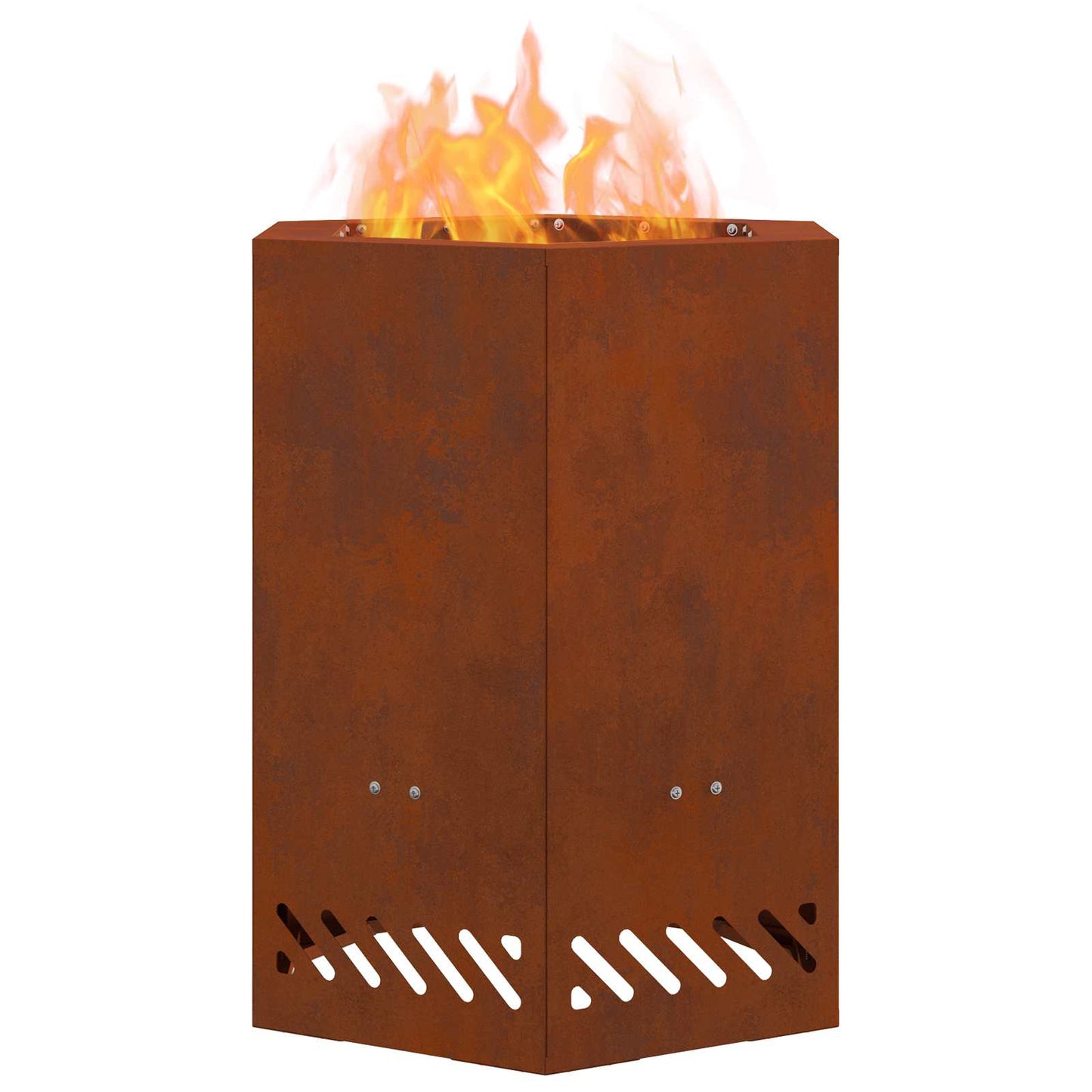 Cestello per il fuoco senza fumo, marrone, 38 x 38 x 51 cm, acciaio resistente alle intemperie